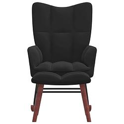 Foto van The living store schommelfauteuil stoel - 61 x 78 x 98 cm - zwart fluweel