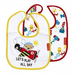 Foto van Fisher-price slabberset dierenprint wit 2 stuks 22 x 28 cm