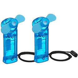 Foto van Cepewa ventilator voor in je hand - 2x - verkoeling in zomer - 10 cm - blauw - klein zak formaat model - handventilatore