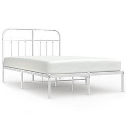 Foto van Vidaxl bedframe met hoofdbord metaal wit 120x190 cm