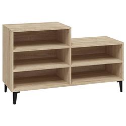 Foto van The living store schoenenkast sonoma eiken - 102 x 36 x 60 cm - bewerkt hout en metaal