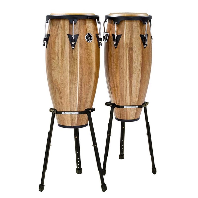 Foto van Latin percussion lpa646b-sw aspire walnut 10+11 congas op 2 std.