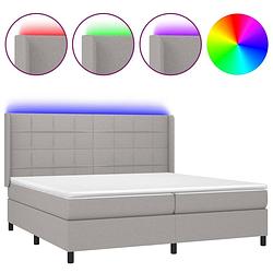 Foto van The living store boxspring led - lichtgrijs - 203x203x118/128 cm - pocketvering