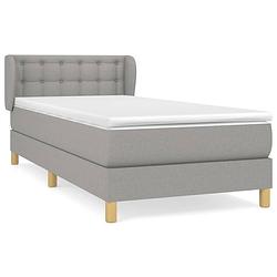 Foto van The living store boxspring met matras stof lichtgrijs 100x200 cm - bed