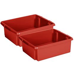 Foto van Sunware opslagbox - 2 stuks - kunststof 17 liter rood 45 x 36 x 14 cm - opbergbox