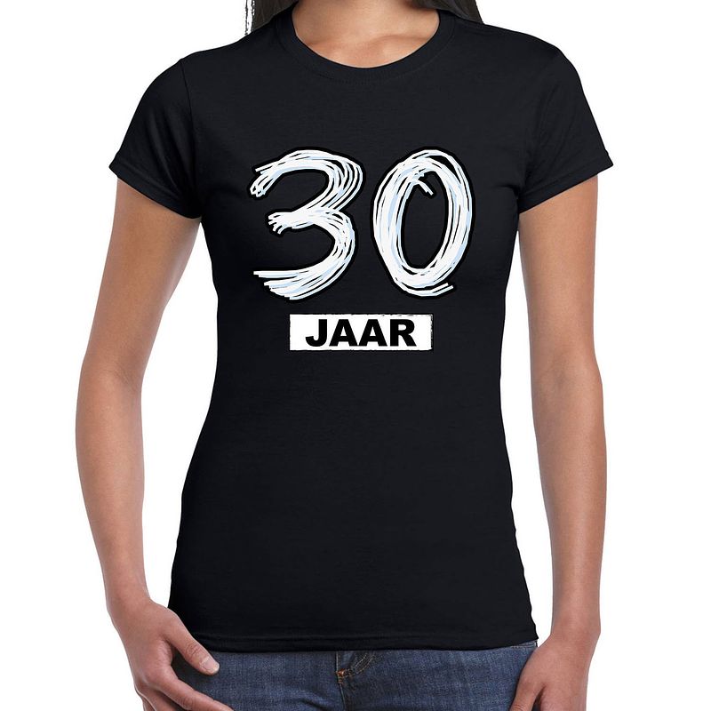 Foto van 30 jaar verjaardag cadeau t-shirt zwart voor dames xl - feestshirts