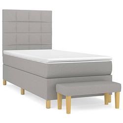 Foto van The living store boxspringbed stof - 193x90x118/128cm - duurzaam - verstelbaar hoofdbord - comfortabele ondersteuning