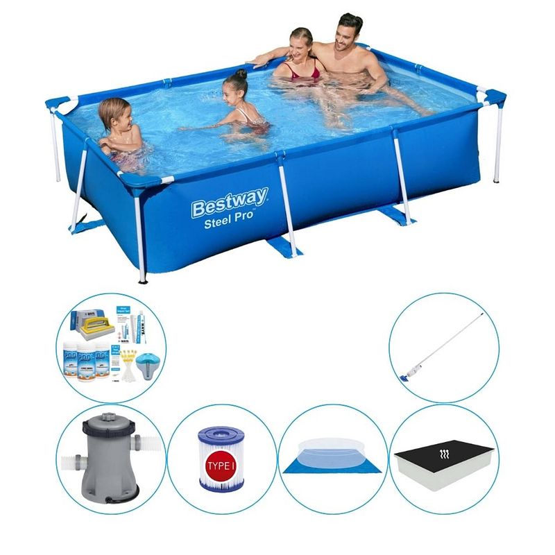 Foto van Bestway steel pro rechthoekig 259x170x61 cm - zwembad combinatie pakket