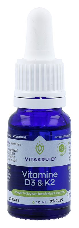 Foto van Vitakruid vitamine d3 & k2 druppels 10ml