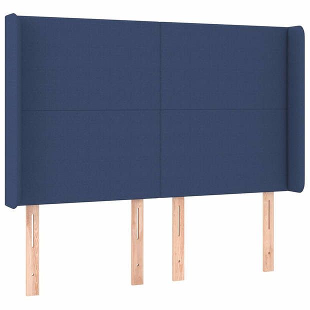 Foto van Vidaxl hoofdbord met randen 147x16x118/128 cm stof blauw