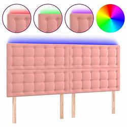 Foto van Vidaxl hoofdbord led 200x5x118/128 cm fluweel roze