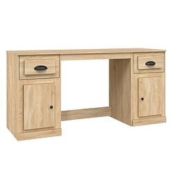 Foto van The living store bureau sonoma eiken - 154.5 x 50 x 75 cm - met kast