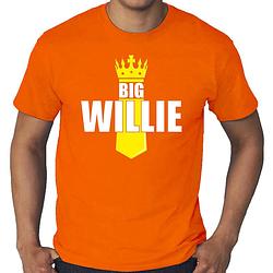 Foto van Grote maten koningsdag t-shirt willie met kroontje oranje - heren - kingsday outfit / kleding / plus size shirt 4xl