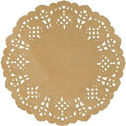 Foto van 20x placemats bruin/naturel 35 cm met kanten uitsnede - placemats