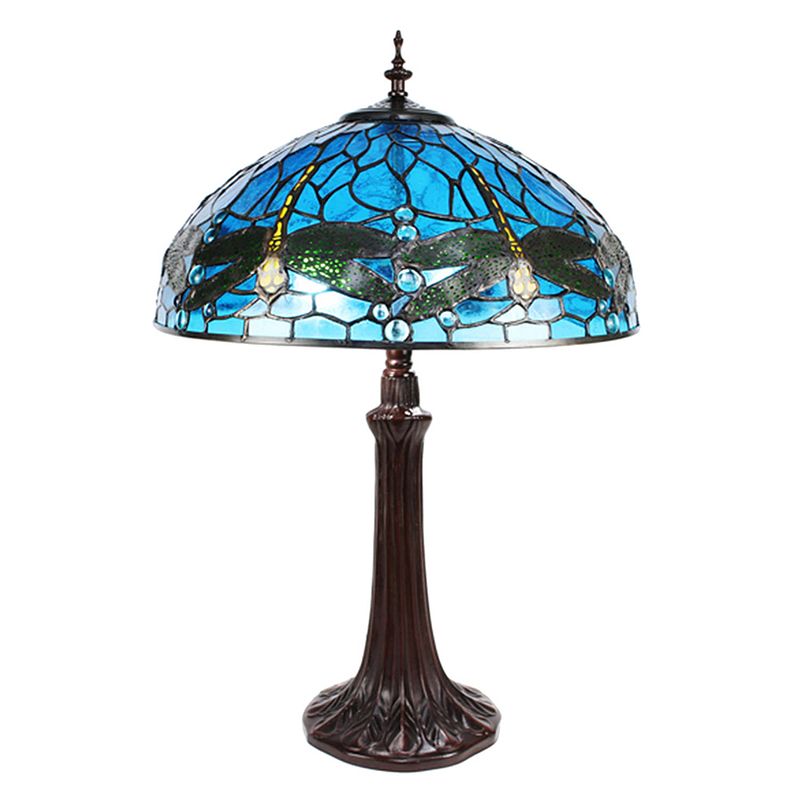 Foto van Haes deco - tiffany tafellamp blauw ø 41x57 cm fitting e27 / lamp max 2x40w