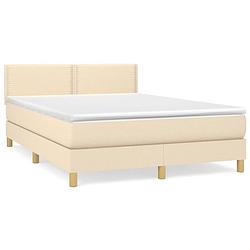 Foto van The living store boxspringbed - premium - crème - 193x144x78/88 cm - pocketvering matras - middelharde ondersteuning