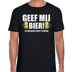 Foto van Geef mij bier en niemand raakt gewond drank fun t-shirt zwart voor heren m - feestshirts
