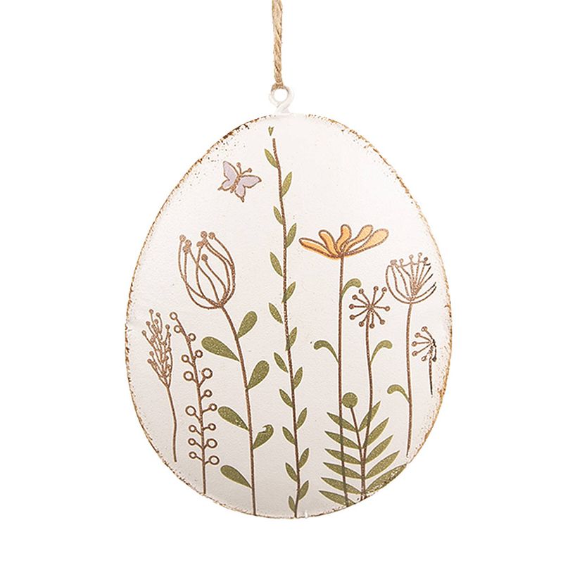 Foto van Clayre & eef paashanger ei 8 cm beige ijzer ovaal decoratie hanger beige decoratie hanger