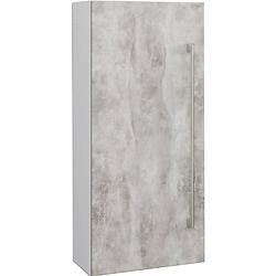 Foto van Vcb3 badkamerkast halfhoog met 1 deur, wit, betonlook.