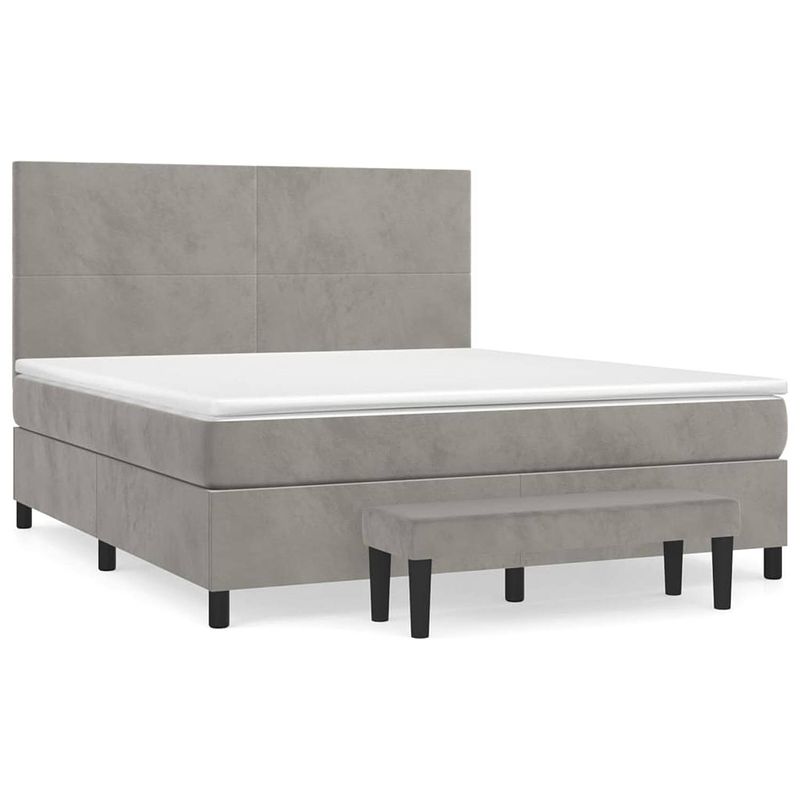 Foto van The living store bed - the living store - boxspringbed - 203 x 160 x 118/128 cm - lichtgrijs