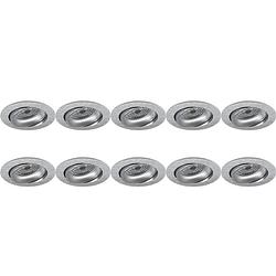 Foto van Spot armatuur 10 pack - pragmi delton pro - gu10 fitting - inbouw rond - mat zilver - aluminium - kantelbaar - ø82mm