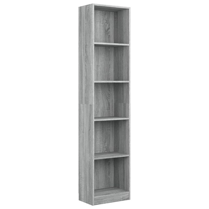 Foto van The living store boekenkast - grijs sonoma eiken - 40x24x175cm - 5-laags