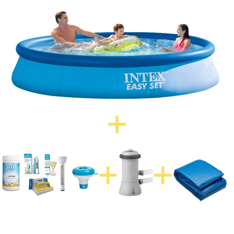 Foto van Intex zwembad - easy set - 366 x 76 cm - inclusief ways onderhoudspakket, filterpomp & grondzeil