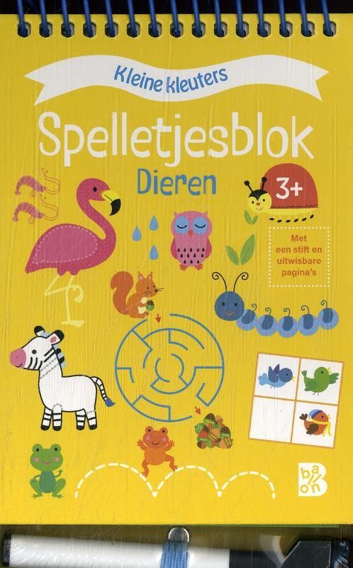 Foto van Spelletjesblok met viltstift 3+ dieren - hardcover (9789403232706)