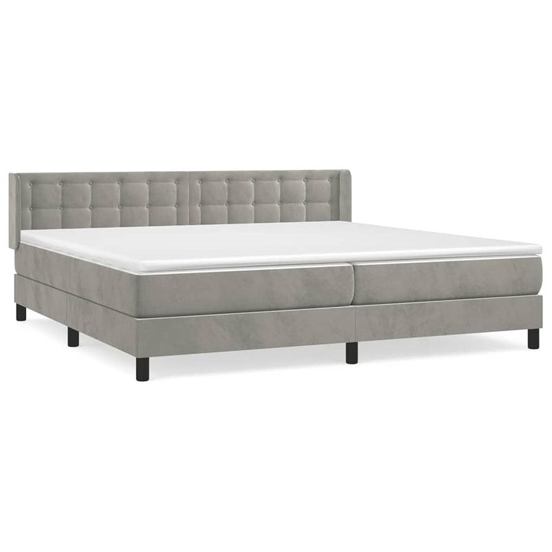 Foto van The living store boxspringbed - zacht fluweel - bed 203x203x78/88 cm - matras 100x200x20 cm - topmatras 200x200x5 cm