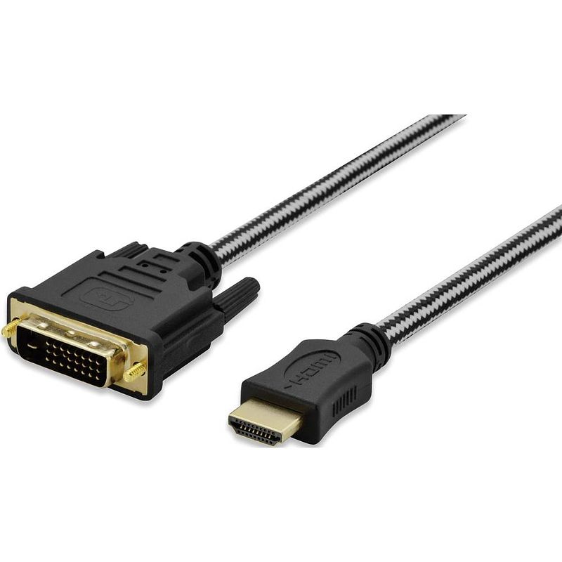 Foto van Ednet hdmi / dvi adapterkabel hdmi-a stekker, dvi-d 24+1-polige stekker 5.00 m zwart 84487 vergulde steekcontacten hdmi-kabel