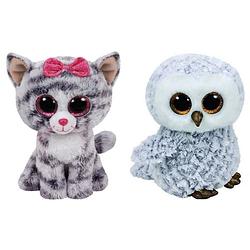 Foto van Ty - knuffel - beanie boo's - kiki cat & owlette owl