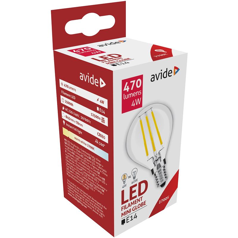 Foto van Avide led filament mini globe 4w e14 360° ww