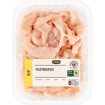 Foto van 2 voor € 8,00 | jumbo scharrelkip filetreepjes 350g aanbieding bij jumbo