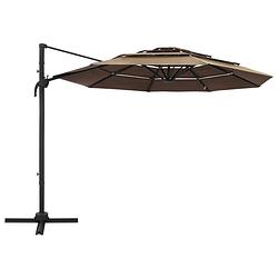 Foto van The living store parasol vierkant - 300x300x247 cm - uv-beschermend polyester - taupe