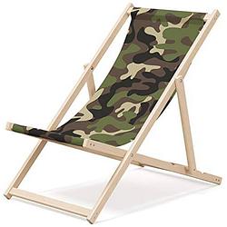 Foto van Ligbed strandstoel ligstoel verstelbaar beukenhout handgemaakt leger groen