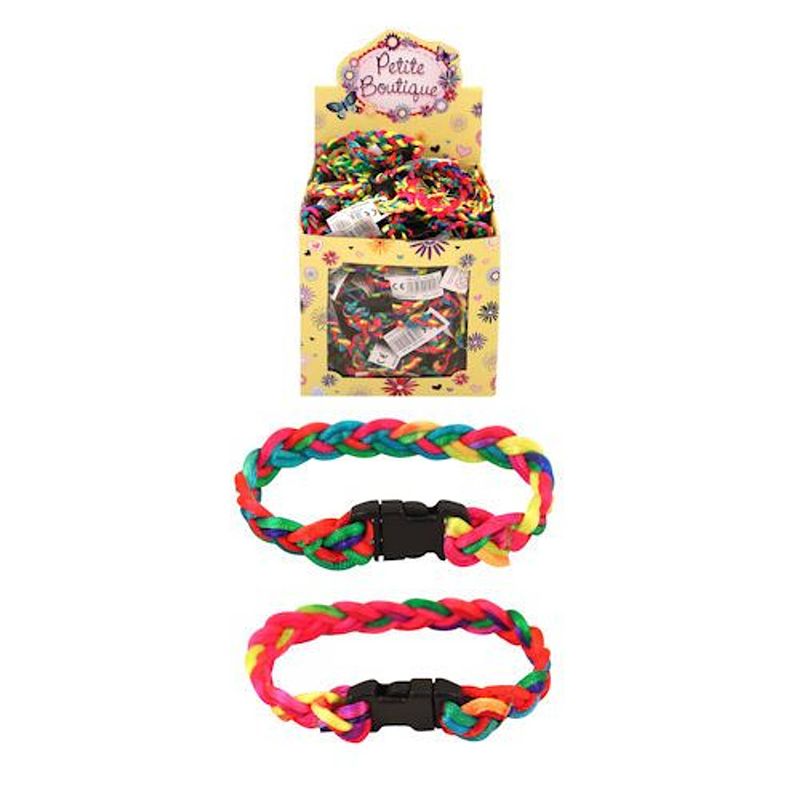 Foto van Uitdeelcadeautjes - gevlochten neon gekleurde kinder armbanden in