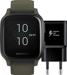 Foto van Garmin venu sq music groen + samsung adaptive fast charging oplader met usb a poort 15w