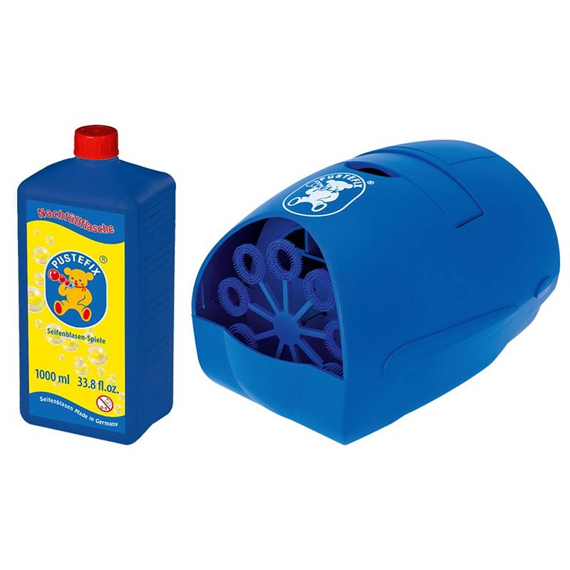 Foto van Pustefix bellenblaasmachine met 1000 ml bellenblaas 36 cm blauw