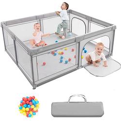 Foto van Grondbox - grondbox baby - playpen - kinderbox - speelbox - box - kruipbox - 50 ballen - 180 x 150 x 70 cm grijs