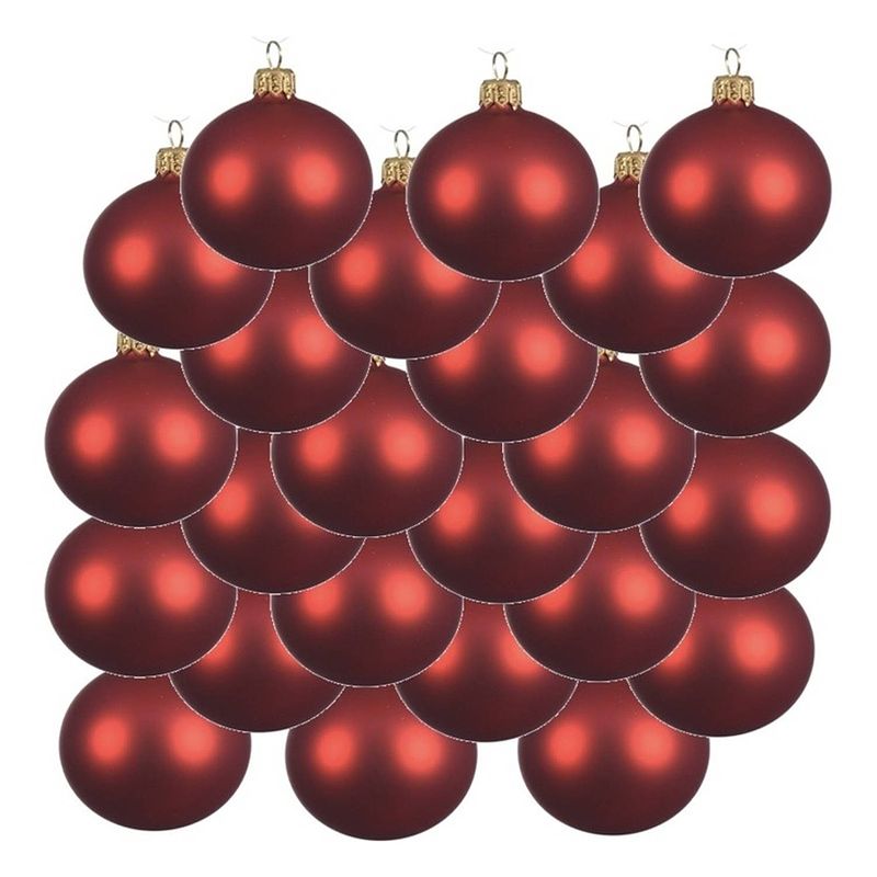 Foto van 18x glazen kerstballen mat kerst rood 6 cm kerstboom versiering/decoratie - kerstbal