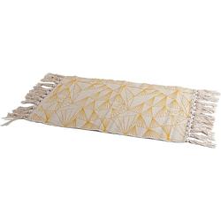 Foto van Badkamerkleedje rechthoekig 45 x 70 cm naturel met gele geometrische print - badmatjes