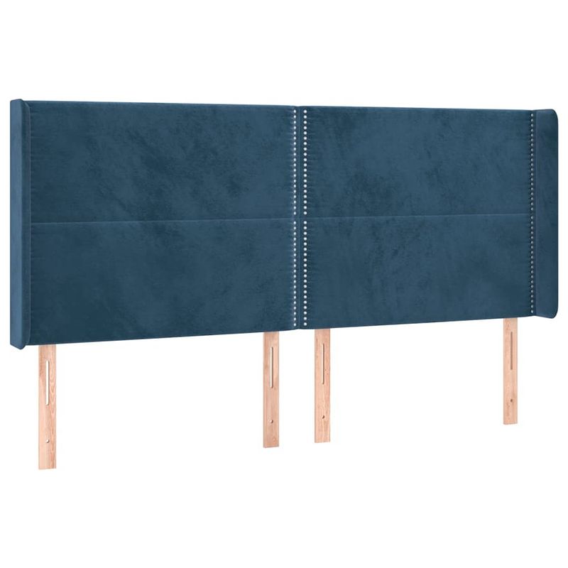 Foto van The living store hoofdbord - bedaccessoires - 203 x 16 x 118/128 cm - donkerblauw