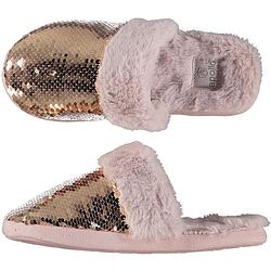 Foto van Dames instap slippers/pantoffels met pailletten roze maat 37-38 - sloffen - volwassenen