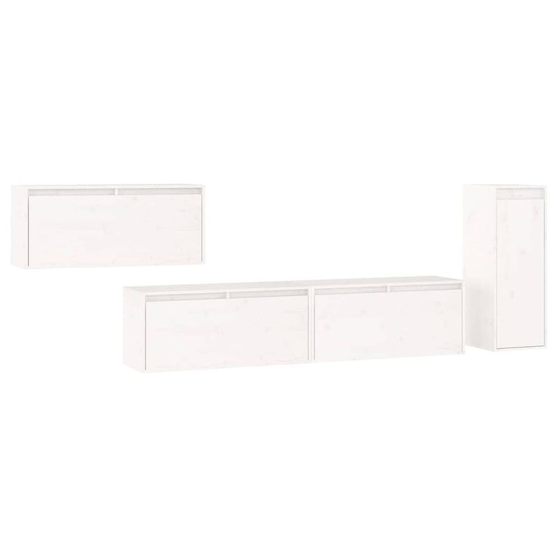 Foto van The living store wandkasten - massief grenenhout - wit - set van 3x 80x30x35cm - 1x 30x30x80cm