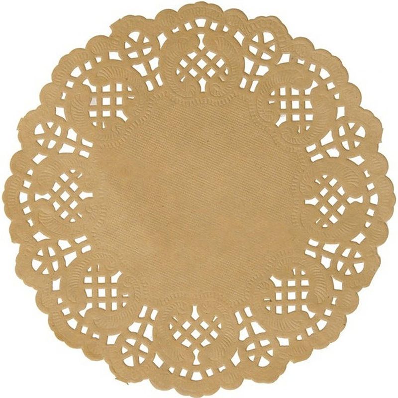 Foto van 10x placemats bruin/naturel 35 cm met kanten uitsnede - placemats