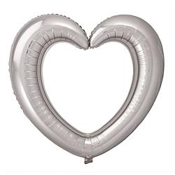 Foto van Folat folieballon hartvormige fotolijst 80 x 70 cm zilver