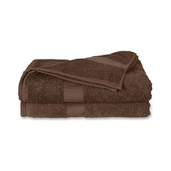 Foto van Twentse damast katoenen 2pack baddoeken - 60x110 - bruin