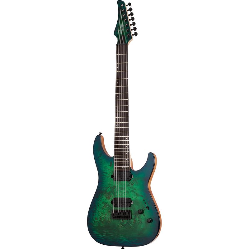 Foto van Schecter c-7 pro aqua burst 7-snarige elektrische gitaar