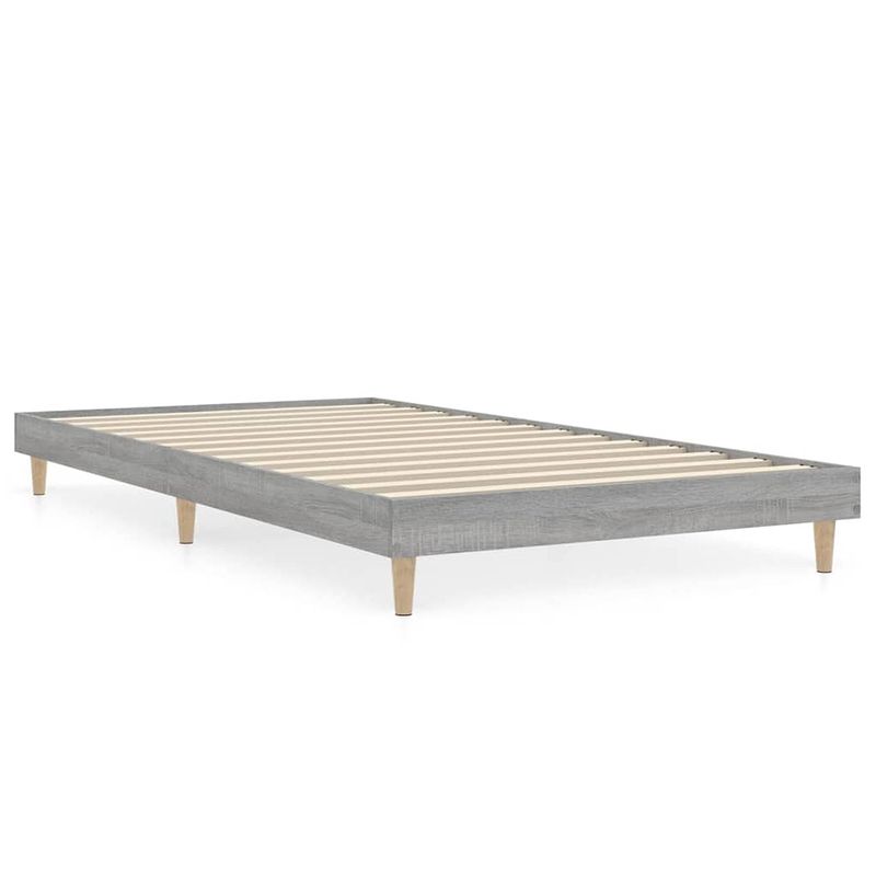 Foto van The living store bedframe - grijs sonoma eiken - multiplex lattenbodem - 193 x 93 x 20 cm