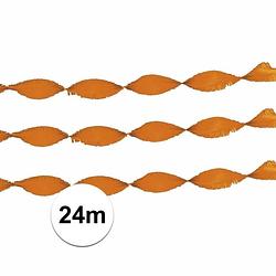 Foto van Crepe papier slinger oranje 24 meter - feestslingers